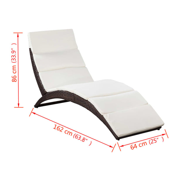 Klappbare Sonnenliege Poly Rattan Braun
