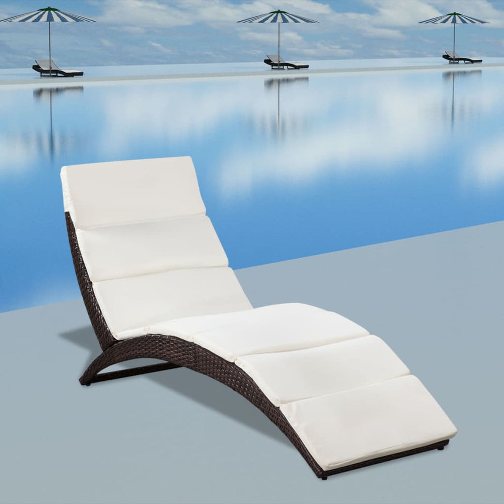 Klappbare Sonnenliege Poly Rattan Braun