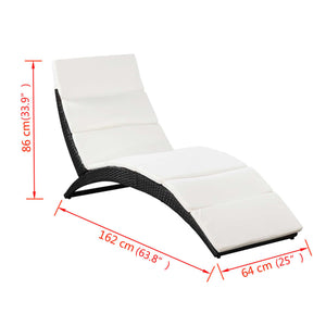 Klappbare Rattan Sonnenliege mit Auflage