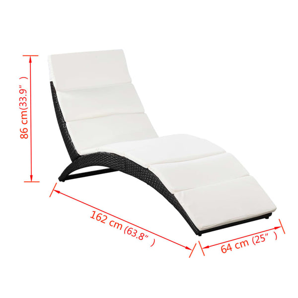 Klappbare Rattan Sonnenliege mit Auflage