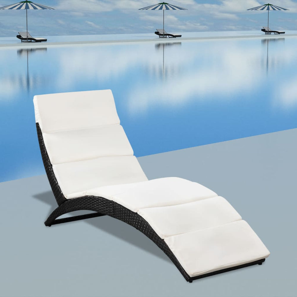 Klappbare Rattan Sonnenliege mit Auflage