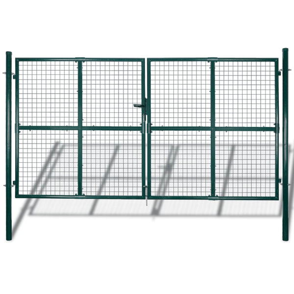 Doppeltür-Gartentor 300x150 cm pulverbeschichteter Stahl