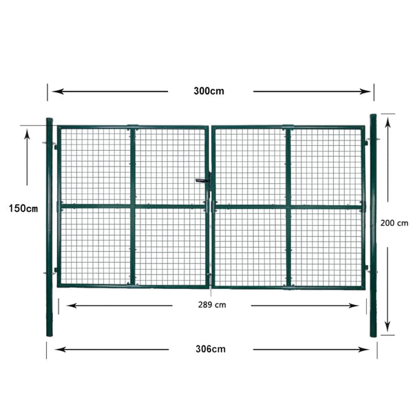 Doppeltür-Gartentor 300x150 cm pulverbeschichteter Stahl