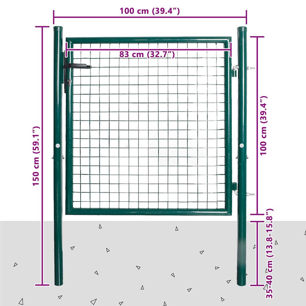 vidaXL Single Door Garden Gate 100x100 cm Powder-Coated Steel