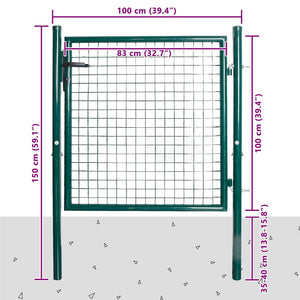 Einzeltür-Gartentor 100x100 cm pulverbeschichteter Stahl