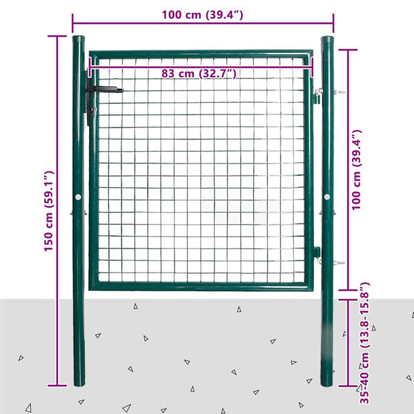 Einzeltür-Gartentor 100x100 cm pulverbeschichteter Stahl