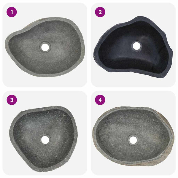 Waschbecken Flussstein Oval (37-46)x(29-36) cm