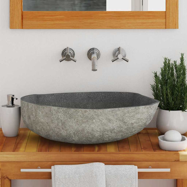 Flussstein Waschbecken Oval 45-53 cm