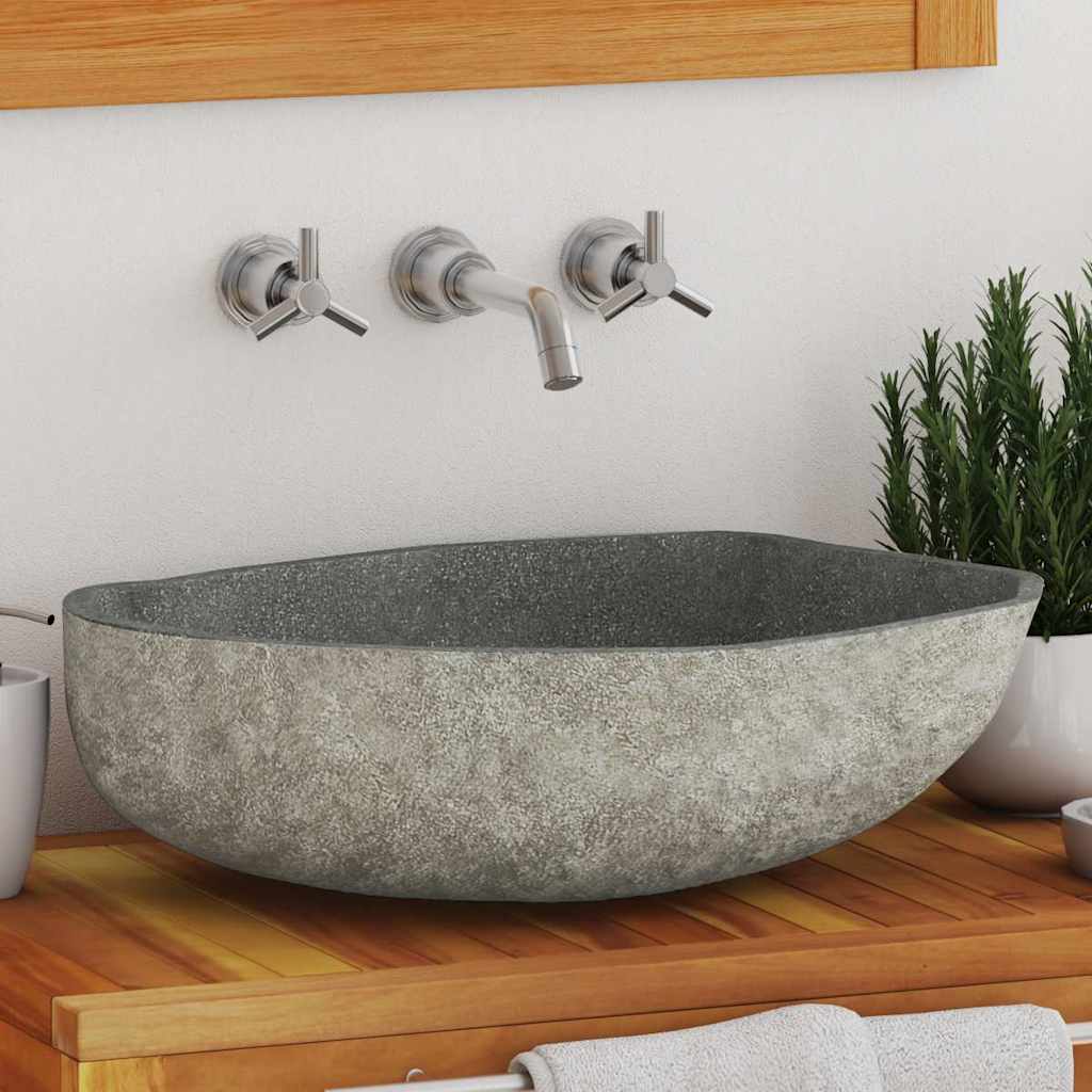 Flussstein Waschbecken Oval 45-53 cm