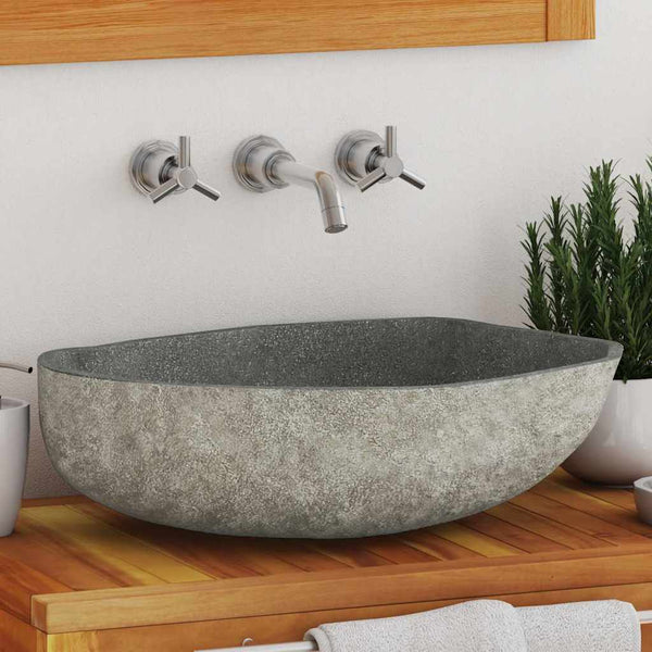 Flussstein Waschbecken Oval 45-53 cm