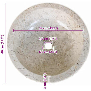 Marmor Waschbecken Creme 40 cm