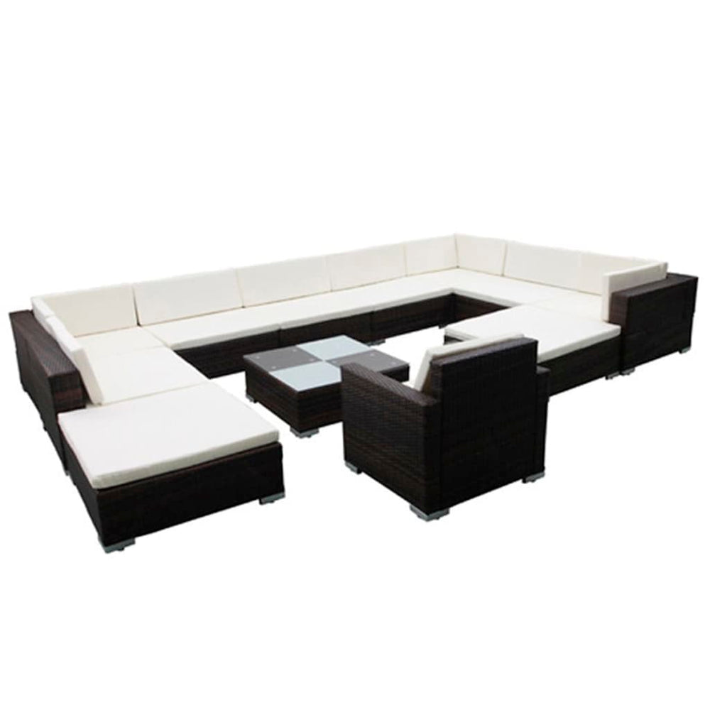 vidaXL Salon de jardin 12 pcs avec coussins résine tressée Noir