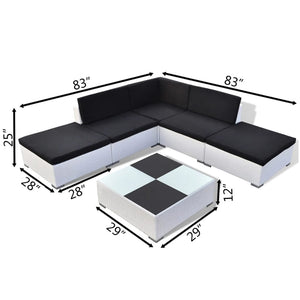 Garten Lounge Set 6-teilig Poly Rattan Weiß