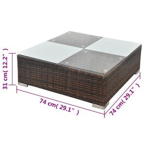 5-tlg. Garten-Lounge-Set mit Kissen Poly Rattan Braun