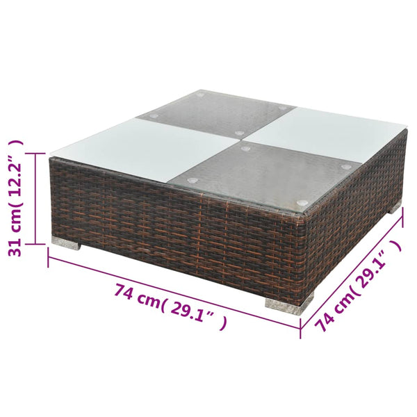 5-tlg. Garten-Lounge-Set mit Kissen Poly Rattan Braun