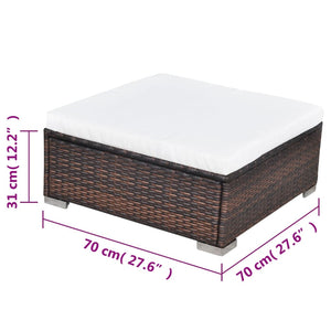 5-tlg. Garten-Lounge-Set mit Kissen Poly Rattan Braun