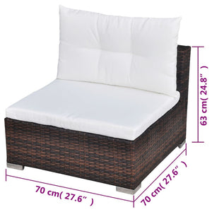 5-tlg. Garten-Lounge-Set mit Kissen Poly Rattan Braun
