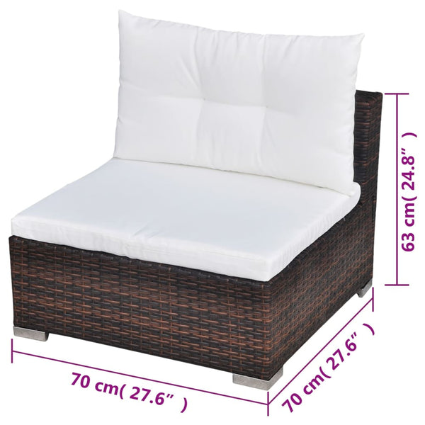 5-tlg. Garten-Lounge-Set mit Kissen Poly Rattan Braun