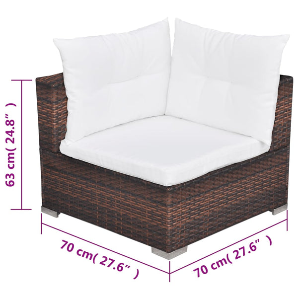 5-tlg. Garten-Lounge-Set mit Kissen Poly Rattan Braun