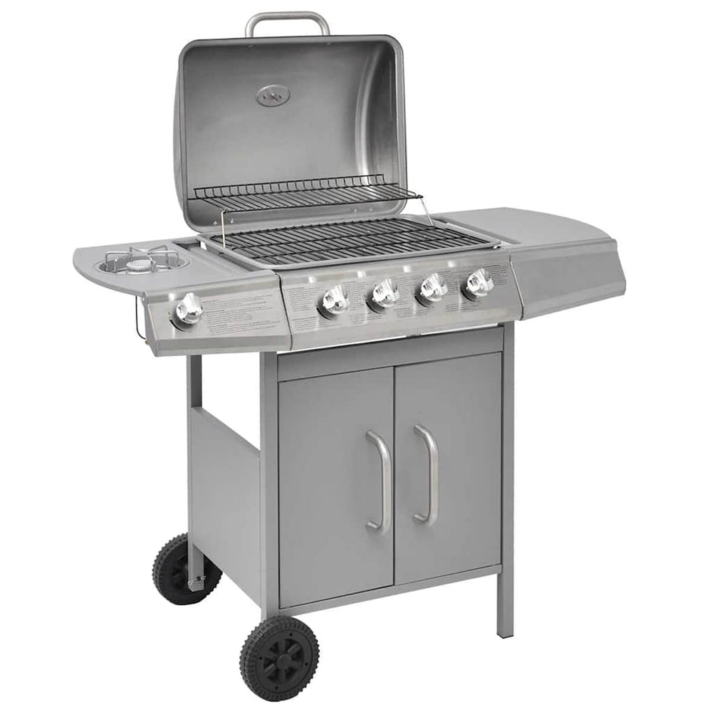 Gasgrill 4+1 Flammen Silber