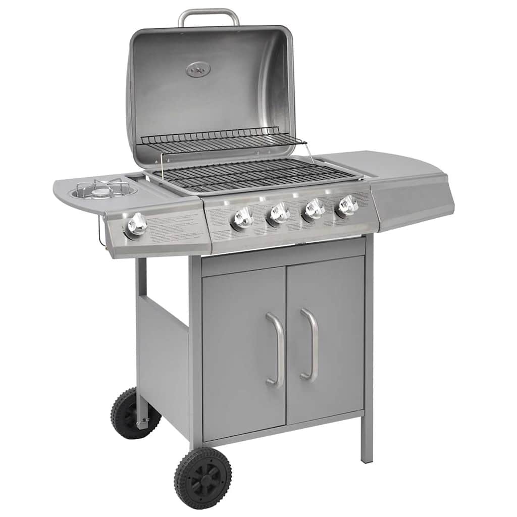 Gasgrill 4+1 Flammen Silber