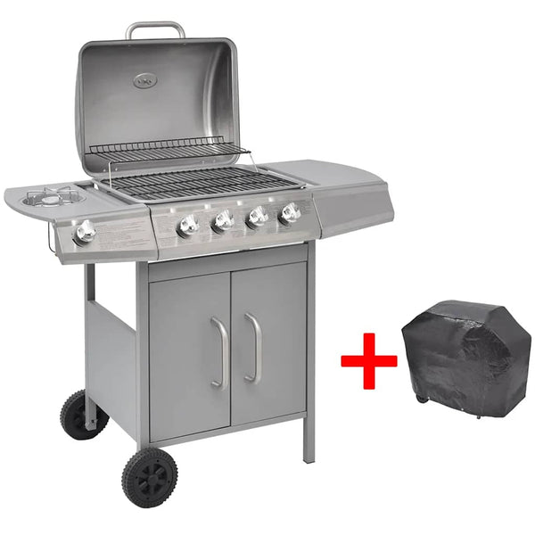 Gasgrill 4+1 Flammen Silber