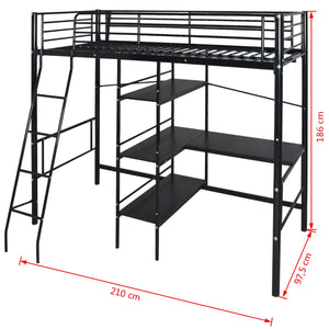 Bett mit Matratze Schwarz 200 x 90 cm Metall