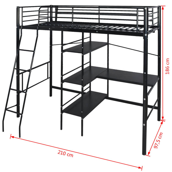 Bett mit Matratze Schwarz 200 x 90 cm Metall