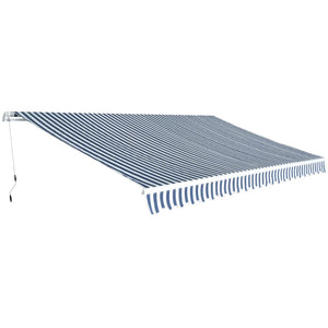 Gelenkarmmarkise 500 cm, Blau-Weiß, Handbetrieb