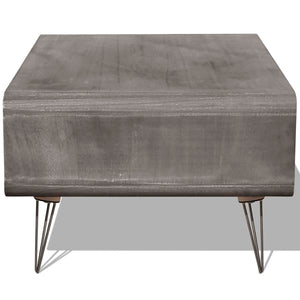 Couchtisch 90×55,5×38,5 cm Massivholz Paulownia Grau