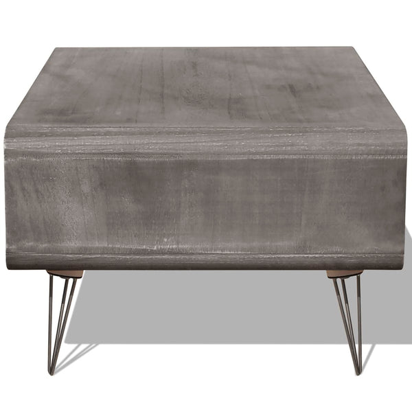 Couchtisch 90×55,5×38,5 cm Massivholz Paulownia Grau