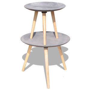 2-tlg. Beistelltisch/Couchtisch-Set 55 cm & 44 cm Betongrau