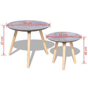 2-tlg. Beistelltisch/Couchtisch-Set 55 cm & 44 cm Betongrau