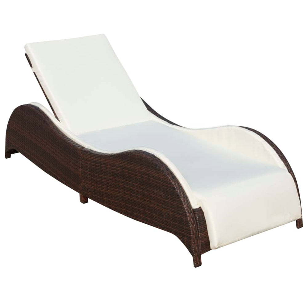 Sonnenliege Poly Rattan Braun mit Polster