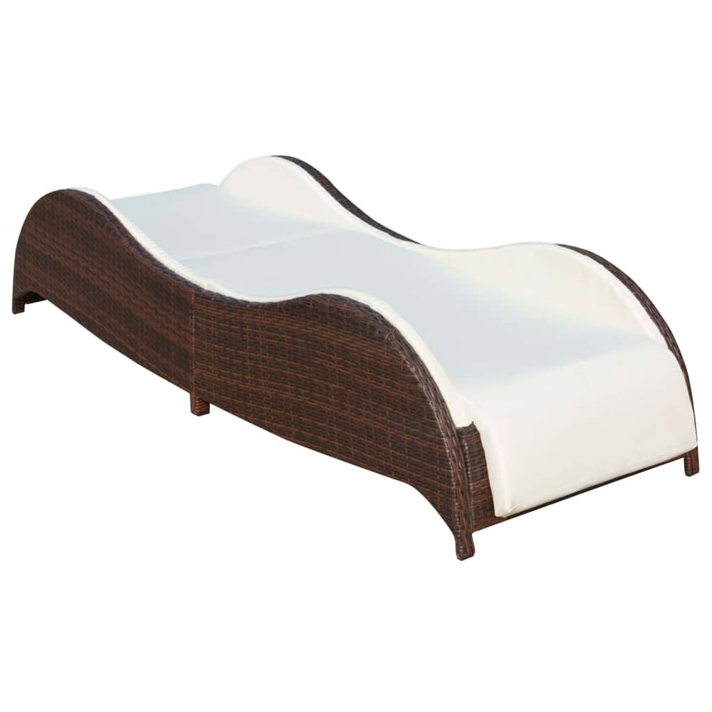 Sonnenliege Poly Rattan Braun mit Polster