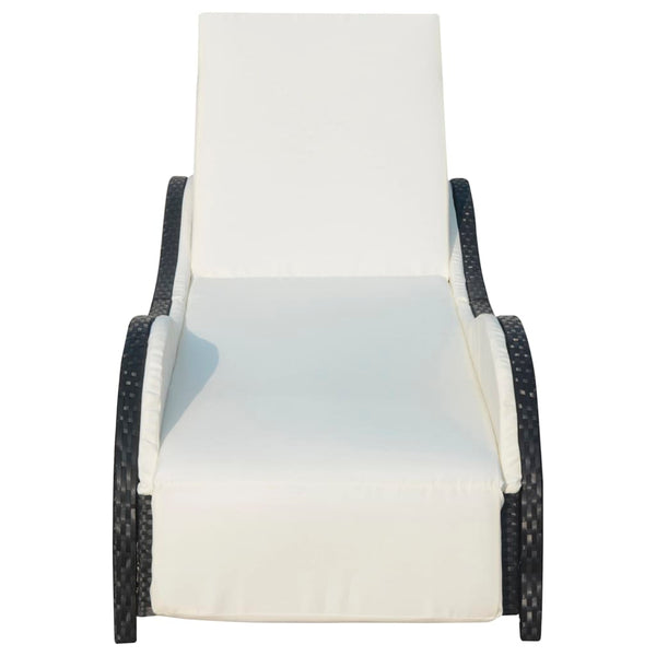 Sonnenliege Poly Rattan Braun mit Polster