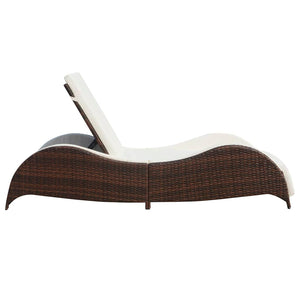 Sonnenliege Poly Rattan Braun mit Polster