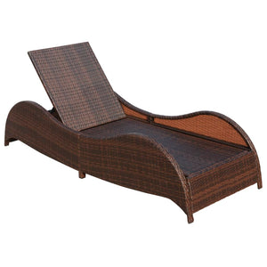 Sonnenliege Poly Rattan Braun mit Polster