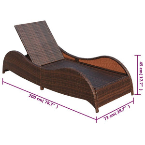 Sonnenliege Poly Rattan Braun mit Polster