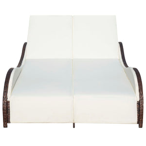 Doppel Sonnenliege Poly Rattan Braun mit Auflage