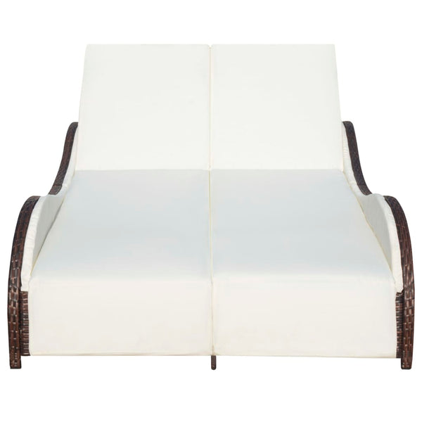 Doppel Sonnenliege Poly Rattan Braun mit Auflage