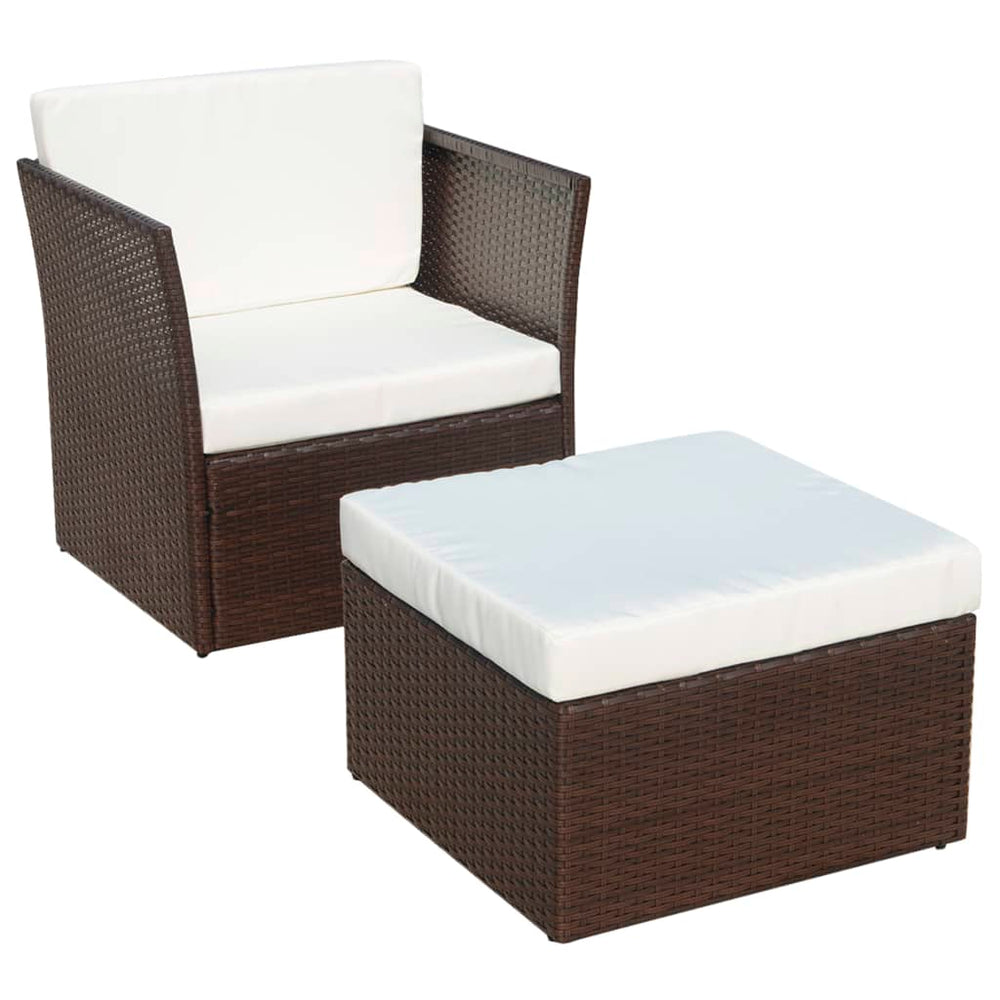 vidaXL Fauteuil de jardin avec repose-pieds en résine tressée marron