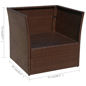 Gartensessel mit Fußhocker, Poly Rattan Braun