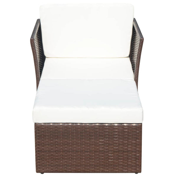 Gartensessel mit Fußhocker, Poly Rattan Braun