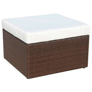 Gartensessel mit Fußhocker, Poly Rattan Braun