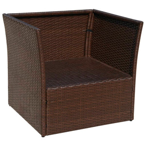 Gartensessel mit Fußhocker, Poly Rattan Braun