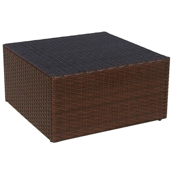 Gartensessel mit Fußhocker, Poly Rattan Braun