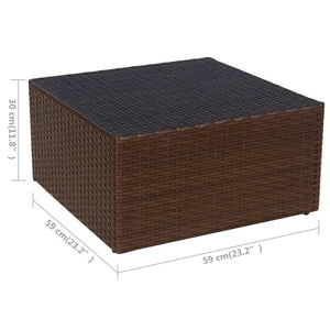 Gartensessel mit Fußhocker, Poly Rattan Braun