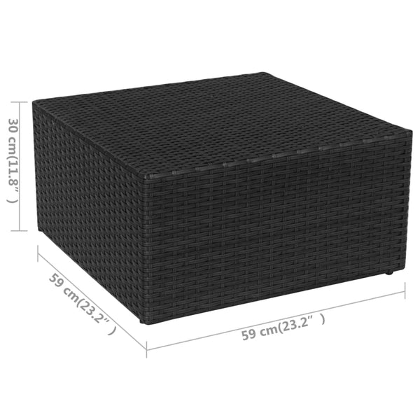 Gartensessel mit Hocker, Poly Rattan, Schwarz