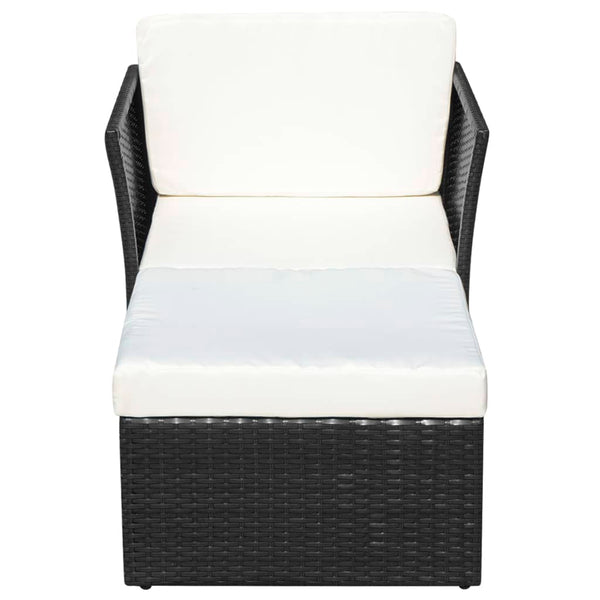 Gartensessel mit Hocker, Poly Rattan, Schwarz